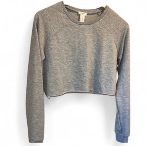 F21 sleep shirt pj top pajamas NEW Gray Cropped long sleeve medium soft